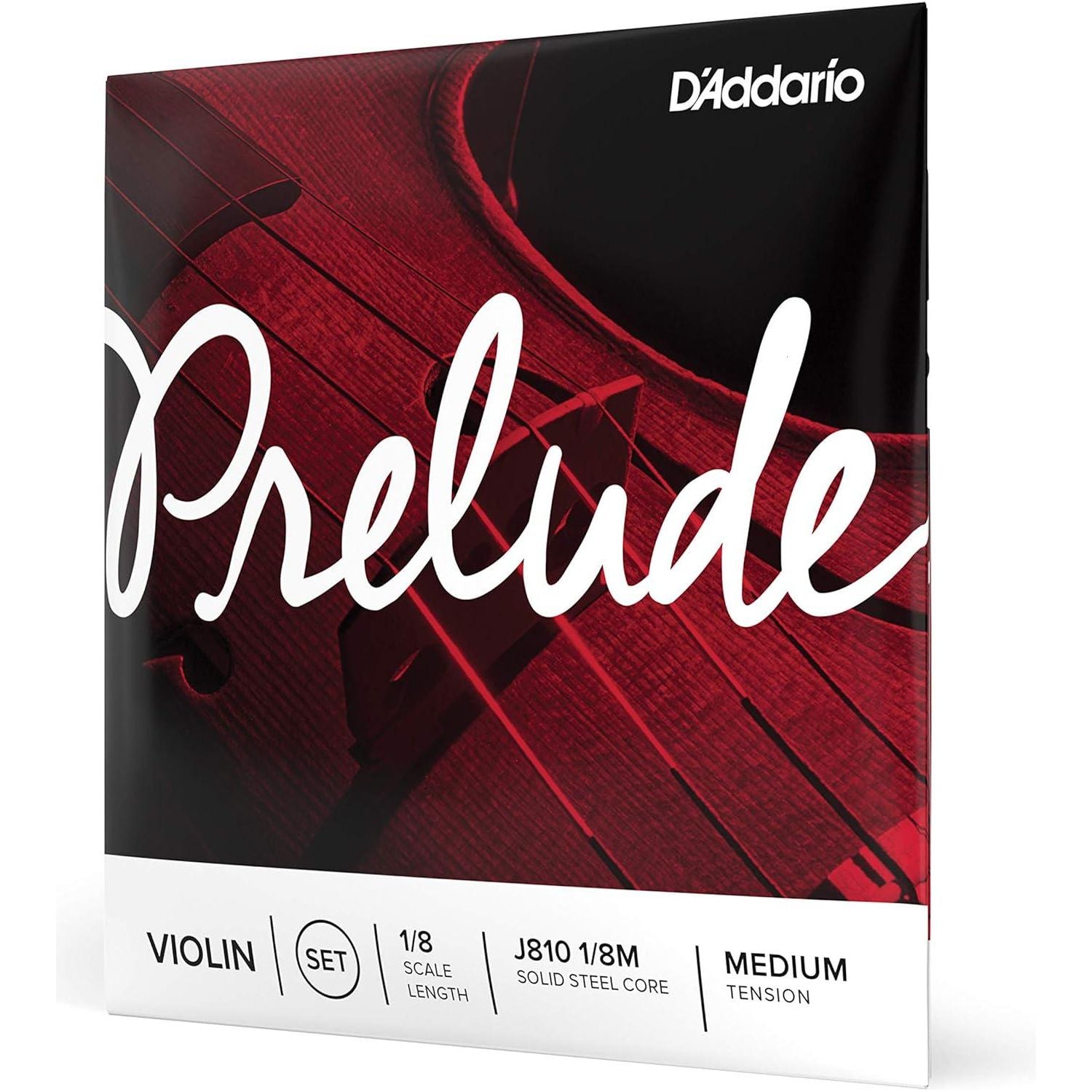 D'Addario Prelude Violin String Set, 1/8 Scale, Medium Tension J810 1/8M - Solid Steel Core, Warm Tone, Economical And Durable Educator S Choice For Student Strings 1 Set,