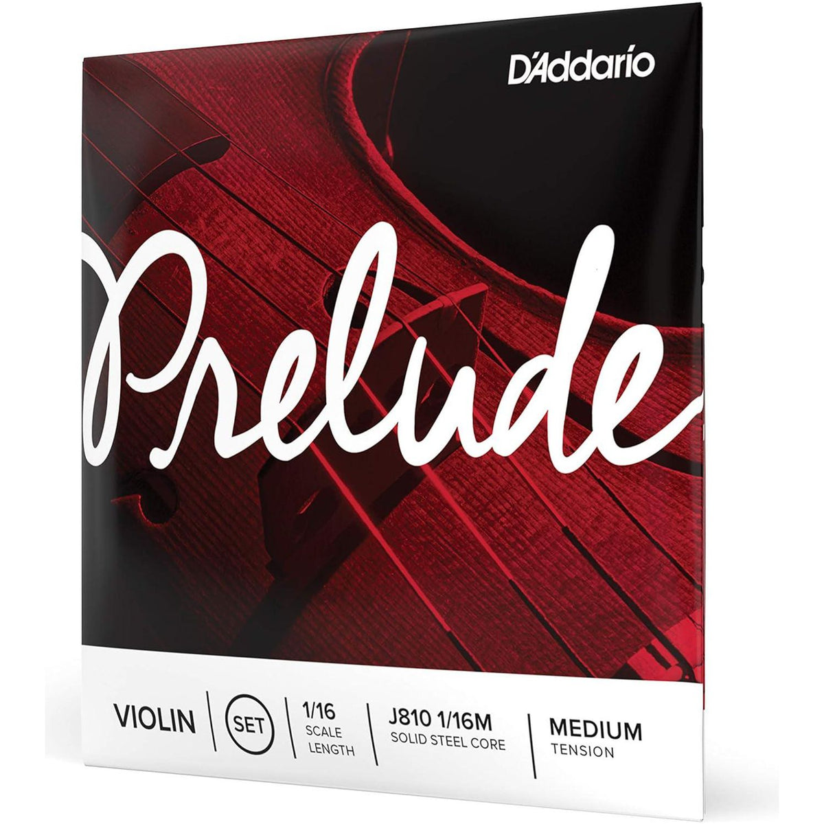 D'Addario Prelude Violin String Set, 1/16 Scale, Medium Tension J810 1/16M - Solid Steel Core, Warm Tone, Economical And Durable Educator S Choice For Student Strings 1 Set,