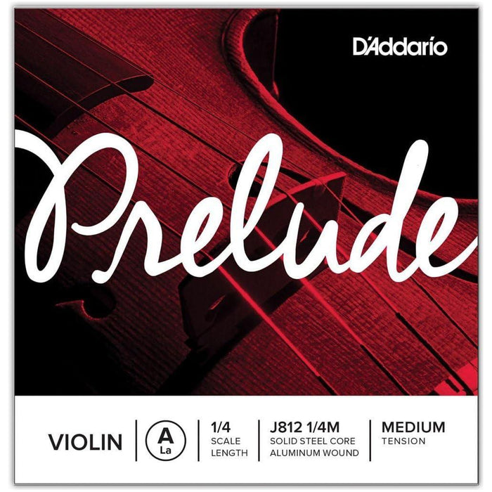 D'Addario Prelude Violin Single A String, 1/16 Scale, Medium Tension, J812 1/4M