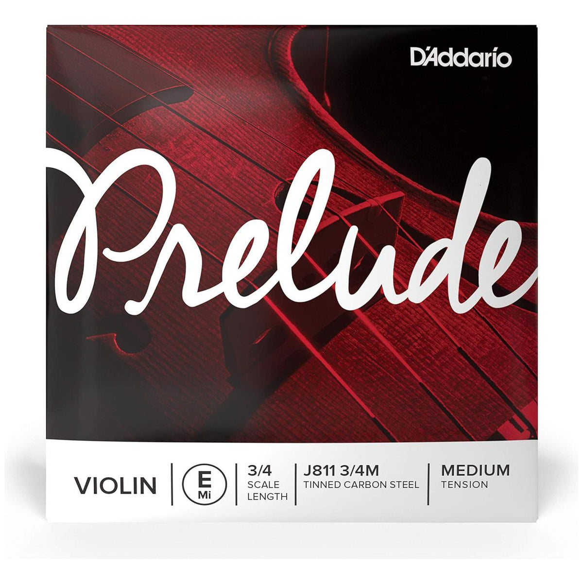 D'Addario Prelude Violin Single E String, 3/4 Scale, Medium Tension - J811 3/4M - Solid Steel Core, Warm Tone, Economical And Durable Educator S Choice For Student Strings,