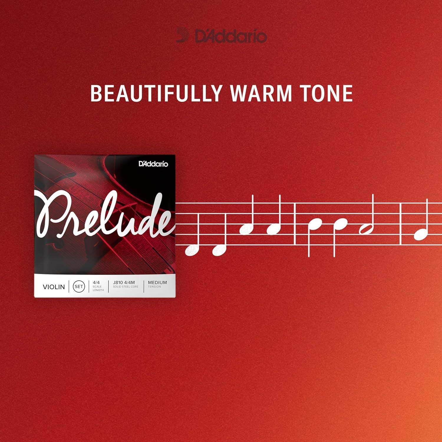 D'Addario Prelude Violin String Set, 1/8 Scale, Medium Tension J810 1/8M - Solid Steel Core, Warm Tone, Economical And Durable Educator S Choice For Student Strings 1 Set,