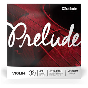 D'Addario Prelude Violin Single D String, 4/4 Scale, Medium Tension - J813 4/4M - Solid Steel Core, Warm Tone, Economical And Durable Educator S Choice For Student Strings,