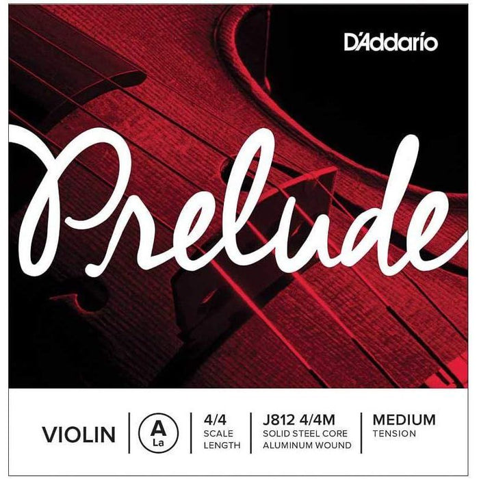 D'Addario Prelude Violin D String, 4/4 Scale, Medium Tension, Solid Steel Core, Warm Tone, Durable, Educator's Choice, J812