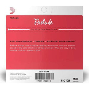 D'Addario Prelude Violin Single D String, 1/2 Scale, Medium Tension - J813 1/2M - Solid Steel Core, Warm Tone, Economical And Durable Educator S Choice For Student Strings,