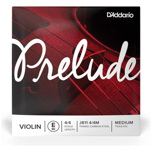 D'Addario Prelude Violin Single E String, 4/4 Scale, Medium Tension - J811 4/4M - Solid Steel Core, Warm Tone, Economical And Durable Educator S Choice For Student Strings,