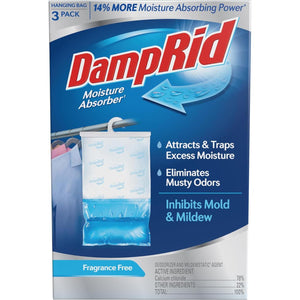 DampRid DampRid Fragrance Free Hanging Moisture Absorber, 16 Oz., 3 Pack - Eliminates Musty Odors For Fresher Air, Ideal Moisture Absorbers For Closet, 14% More Moisture Absorbing Power*
