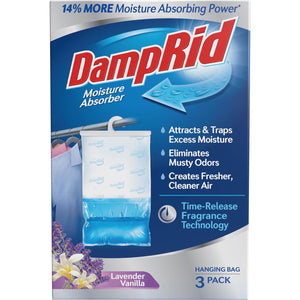DampRid DampRid Lavender Vanilla Hanging Moisture Absorber, 16 Oz., 3 Pack - Eliminates Musty Odors For Fresher, Cleaner Air, Ideal For Closet, 14% More Moisture Absorbing Power*