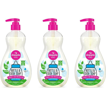 Dapple Dapple Baby Bottle Soap, Hypoallergenic Dish Soap For Baby Bottles, Powered By Plants, 1 Pump Included, Packaging May Vary, Fragrance Free, 16.9 Fl Oz (Pack Of 3)