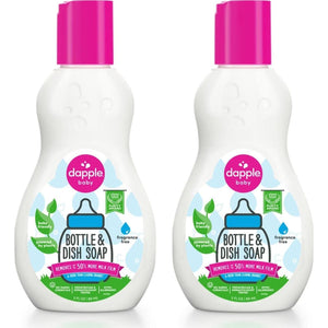 Dapple Baby Bottle Soap, Hypoallergenic, Fragrance-Free, Powered by Plants, 3 fl oz, Pack of 2