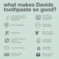 Davids Fluoride Free Toothpaste, Teeth Whitening, Antiplaque, SLS (Sulfate) Free, Promotes Enamel Health, Mouth And Gum Detox, EWG Verified, Natural Herbal Citrus Mint, 5.25oz,