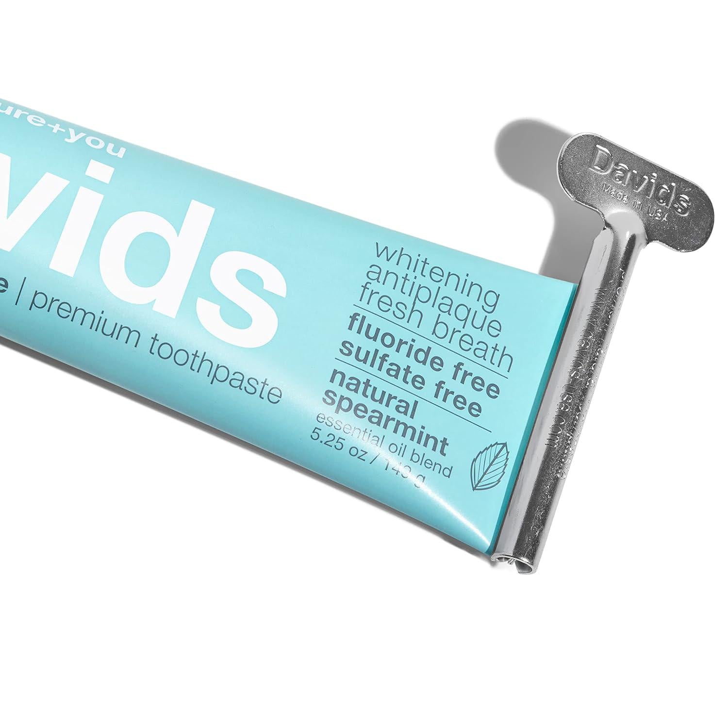 Davids Fluoride Free Whitening And Antiplaque Toothpaste, Natural Spearmint, Mouth And Gum Detox, SLS Free, EWG Verified Clean And Non-Toxic Ingredients, 5.25oz, Made In USA,