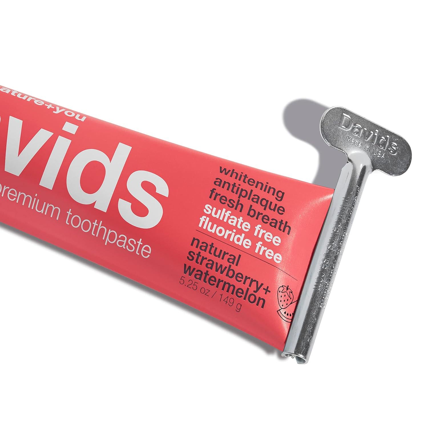 Davids Fluoride Free Kids And Adults Toothpaste, Teeth Whitening, Antiplaque, SLS (Sulfate) Free, Promotes Enamel Health, Mouth And Gum Detox, Natural Strawberry Watermelon, 5.25oz,