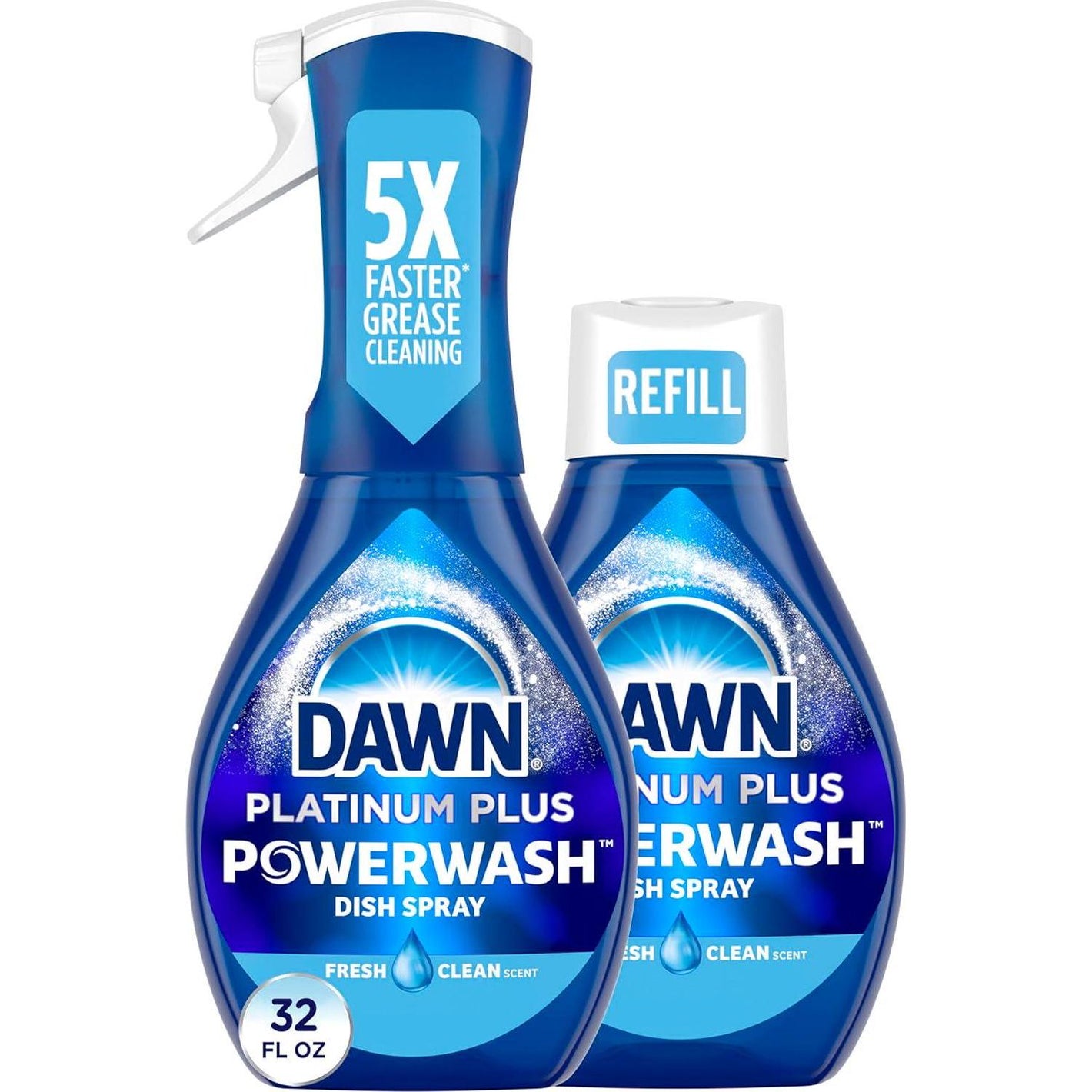 Dawn Powerwash Spray Dish Soap Starter Kit, Fresh Scent, 1 Refill + 1 Spray Bottle, 32 fl oz