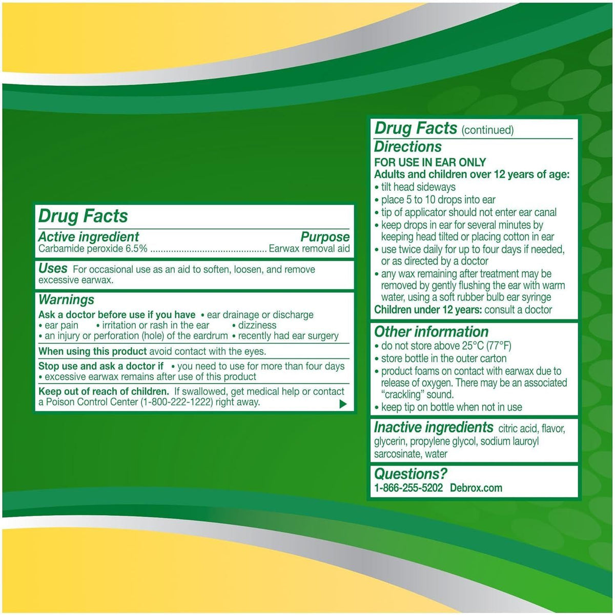 Debrox Debrox Ear Wax Removal Drops, Gentle Microfoam Ear Wax Remover, 0.5 Fl Oz