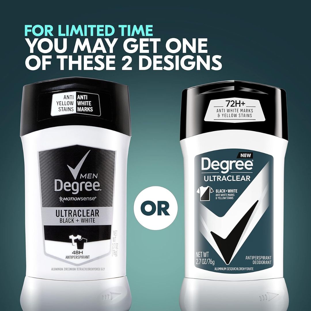 Degree Men Ultra Clear Black + White Antiperspirant Deodorant Stick 76g,079400587084