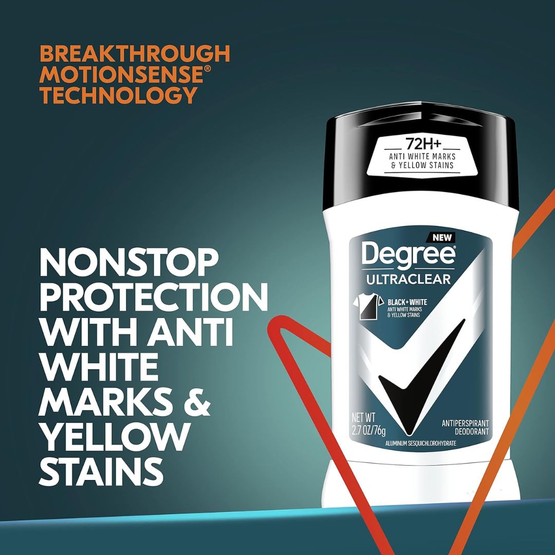 Degree Men Ultra Clear Black + White Antiperspirant Deodorant Stick 76g,079400587084