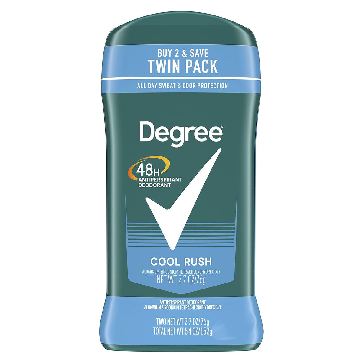 Degree Men Original Antiperspirant Deodorant 48-Hour Odor Protection Cool Rush Mens Deodorant Stick 2.7 Oz, 2 Count,