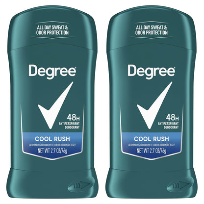 Degree Degree Men Original Antiperspirant Deodorant Cool Rush Twin Pack 48-Hour Sweat And Odor Protection Antiperspirant For Men 2.7 Oz