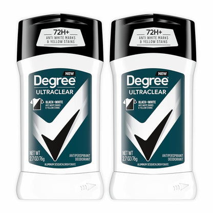 Degree Degree Men UltraClear Antiperspirant Deodorant Black+White 2 Count 72-Hour Sweat And Odor Protection Antiperspirant For Men With MotionSense Technology 2.7 Oz