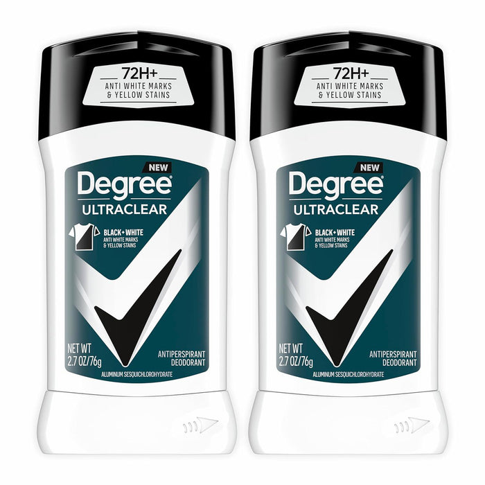 Degree Degree Men UltraClear Antiperspirant Deodorant Black+White 2 Count 72-Hour Sweat And Odor Protection Antiperspirant For Men With MotionSense Technology 2.7 Oz