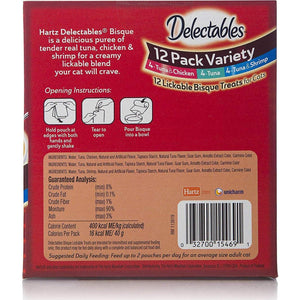 Delectables Bisque Lickable Cat Treats, Chicken, Tuna & Shrimp Variety, Wet Puree Texture, 12 Ct Pack