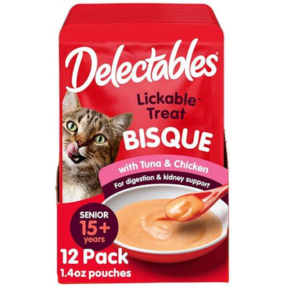 Delectables Lickable Cat Treats 1.4 oz Tuna and Chicken 12 Pack Moist and Savory Wet Snacks for Adult Cats