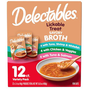 Delectables Savory Broths Cat Treat Variety Pack 12 Count Lickable Wet Cat Treats in One Pack