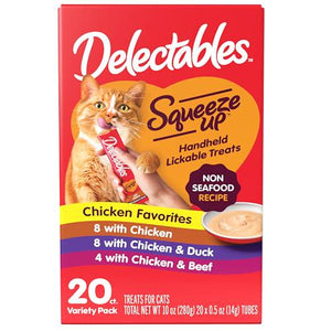 Delectables Squeeze Up Cat Treats Non Seafood Variety Pack 20 Count Lickable Puree Tubes