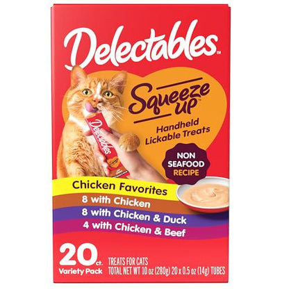 Delectables Squeeze Up Cat Treats Non Seafood Variety Pack 20 Count Lickable Puree Tubes