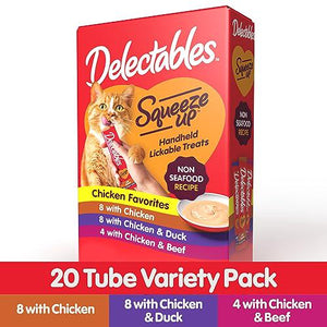 Delectables Squeeze Up Cat Treats Non Seafood Variety Pack 20 Count Lickable Puree Tubes