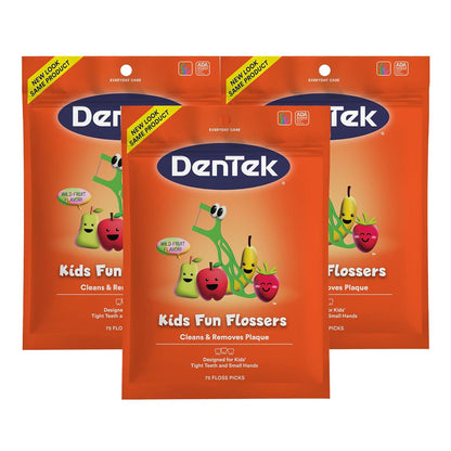 DenTek DenTek Kids Fun Flossers, Removes Food And Plaque, 75 Count, 3 Pack