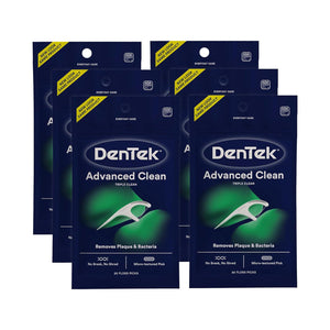 DenTek Triple Clean Advanced Clean Floss Picks, No Break And No Shred Floss, 20 Count, 6 Pack,