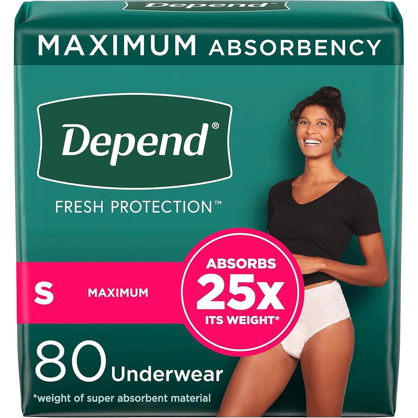 Depend Depend Fresh Protection Adult Incontinence And Postpartum Bladder Leak Underwear For Women, Disposable, Maximum, Small, Blush, 80 Count (2 Packs Of 40), Packaging May Vary
