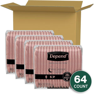 Depend Depend Night Defense Adult Incontinence And Postpartum Bladder Leak Underwear For Women, Disposable, Overnight, Small, Blush, 64 Count (4 Packs Of 16), Packaging May Vary
