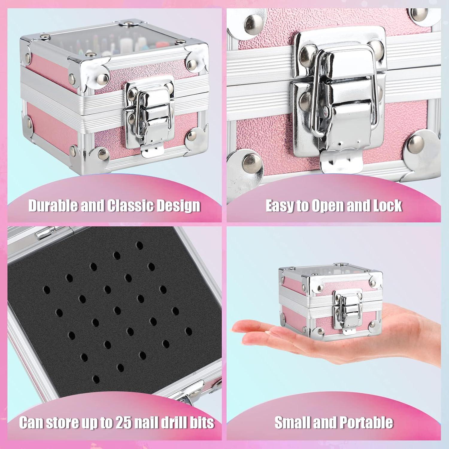 Depvko 21Pcs Nail Drill Bits Set With Portable Pink Case, 3/32 Inch Drill Bits For Nails, Ceramic Diamond Carbide Cuticle Nail Bits Effile Remover Bits Bits For Home Salon Acrylic Gel Nail Polish,