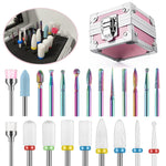 Depvko 21Pcs Nail Drill Bits Set With Portable Pink Case, 3/32 Inch Drill Bits For Nails, Ceramic Diamond Carbide Cuticle Nail Bits Effile Remover Bits Bits For Home Salon Acrylic Gel Nail Polish,