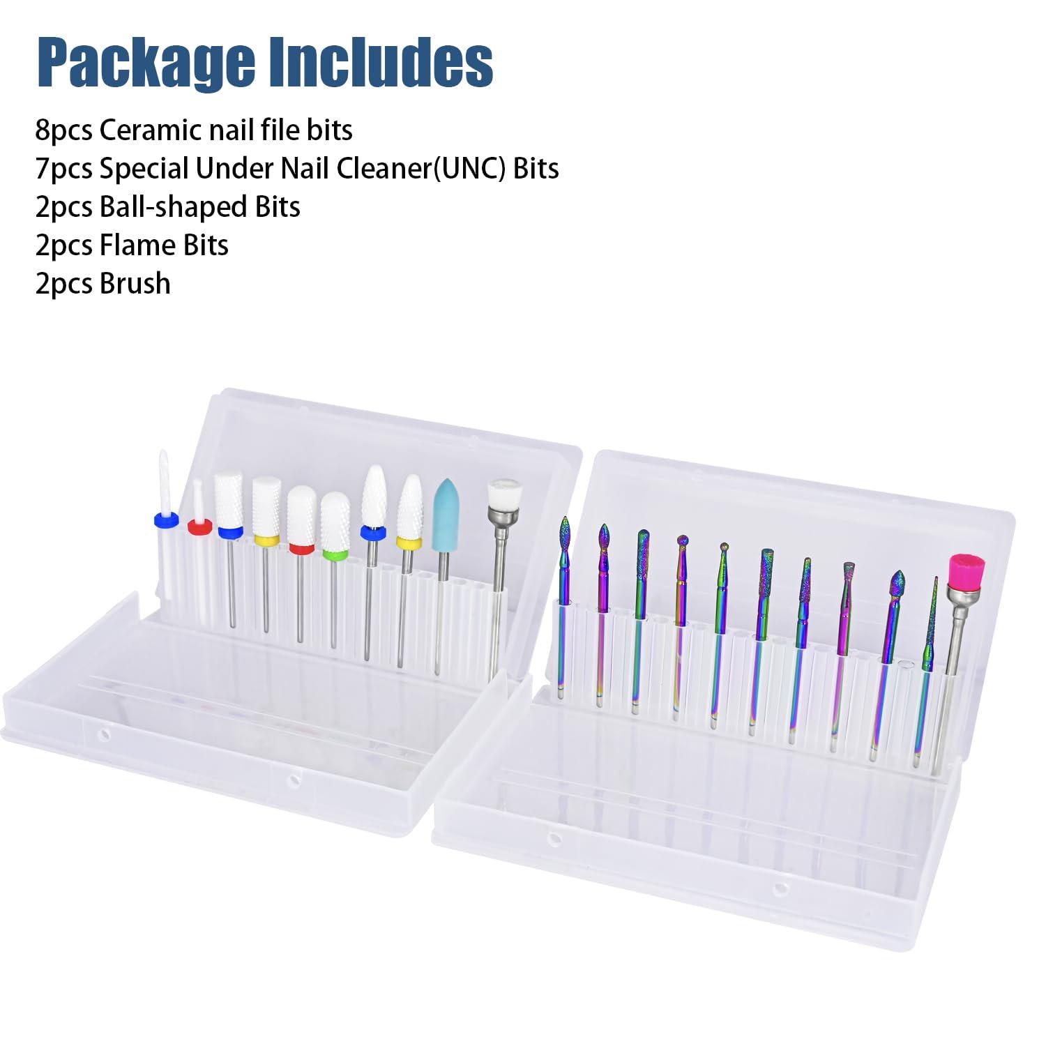Depvko 21pcs Nail Drill Bits Sets, 3/32 Inch Diamond Cuticle Electric Nail File And Ceramic Acrylic Gel Nail Bit Kit, Acrylic Nail Art Tools, Carbide Remover Bits For Manicure Pedicure, Home Salon,