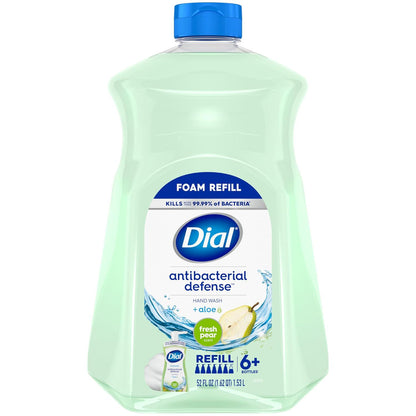 Dial Dial Antibacterial Foaming Hand Soap Refill, Fresh Pear, 52 Fl Oz