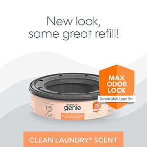 Diaper Genie Bags Refills 270 (Pack Of 8) Clean Laundry Scent | Diaper Pail Refills With Max Odor Lock | Holds Up To 2160 Newborn Diapers,666594205285