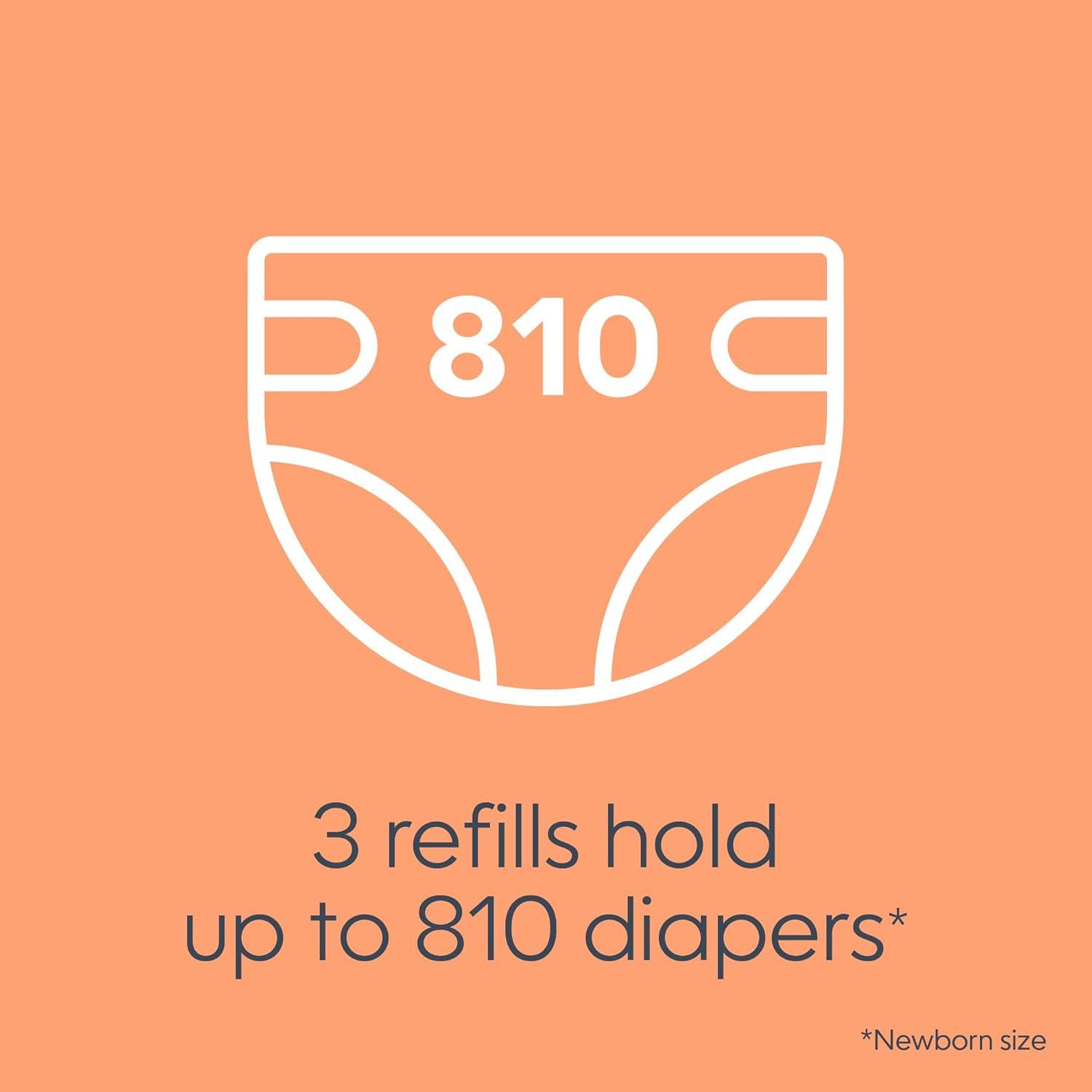 Diaper Genie Bags Refills 270 Count (Pack Of 3) Clean Laundry Scent | Diaper Pail Refills With Max Odor Lock | Holds Up To 810 Newborn Diapers,666594205476