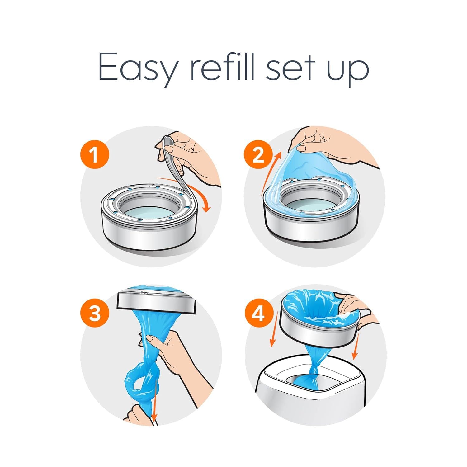 Diaper Genie Essentials Round Refill Pack Of 4 | Holds Up To 1280 Newborn Diapers | Features Unscented Continuous Film | Compatible With Diaper Genie Complete And Expressions Pails,