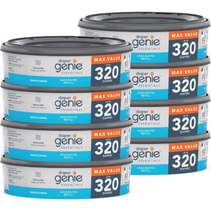 Diaper Genie Essentials Round Refill 8-Pack | Holds Up To 2560 Newborn Diapers | Features Unscented Continuous Film | Compatible With Diaper Genie Complete And Expressions Pails,8 Count (Pack Of 1),
