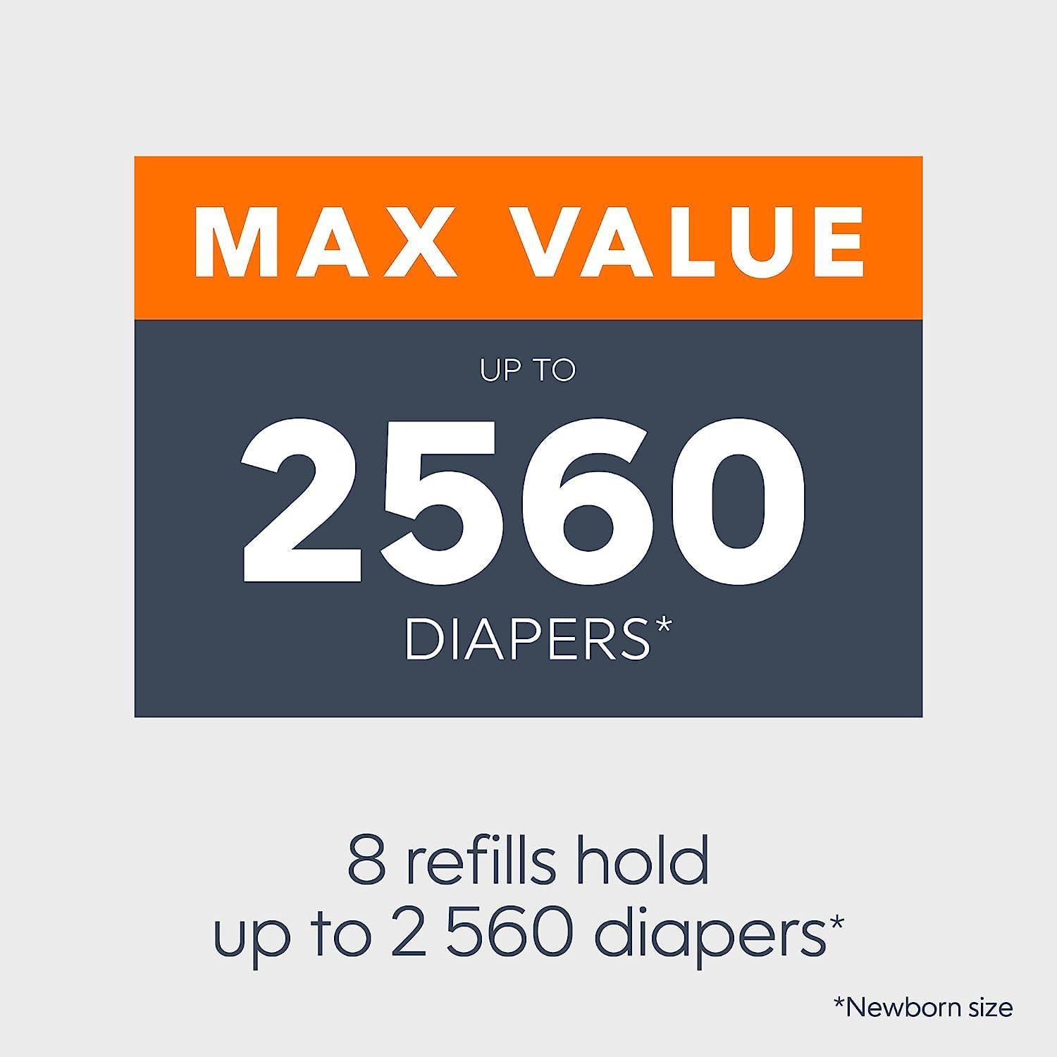 Diaper Genie Essentials Round Refill 8-Pack | Holds Up To 2560 Newborn Diapers | Features Unscented Continuous Film | Compatible With Diaper Genie Complete And Expressions Pails,8 Count (Pack Of 1),