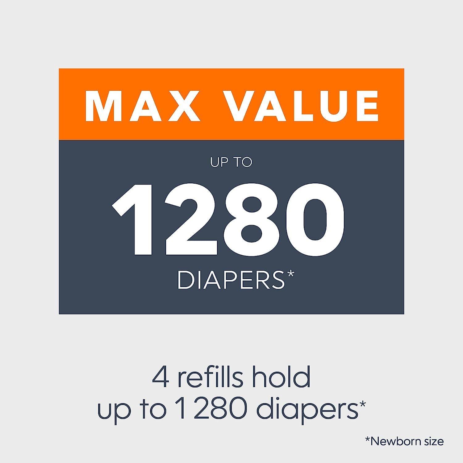 Diaper Genie Essentials Round Refill Pack Of 4 | Holds Up To 1280 Newborn Diapers | Features Unscented Continuous Film | Compatible With Diaper Genie Complete And Expressions Pails,