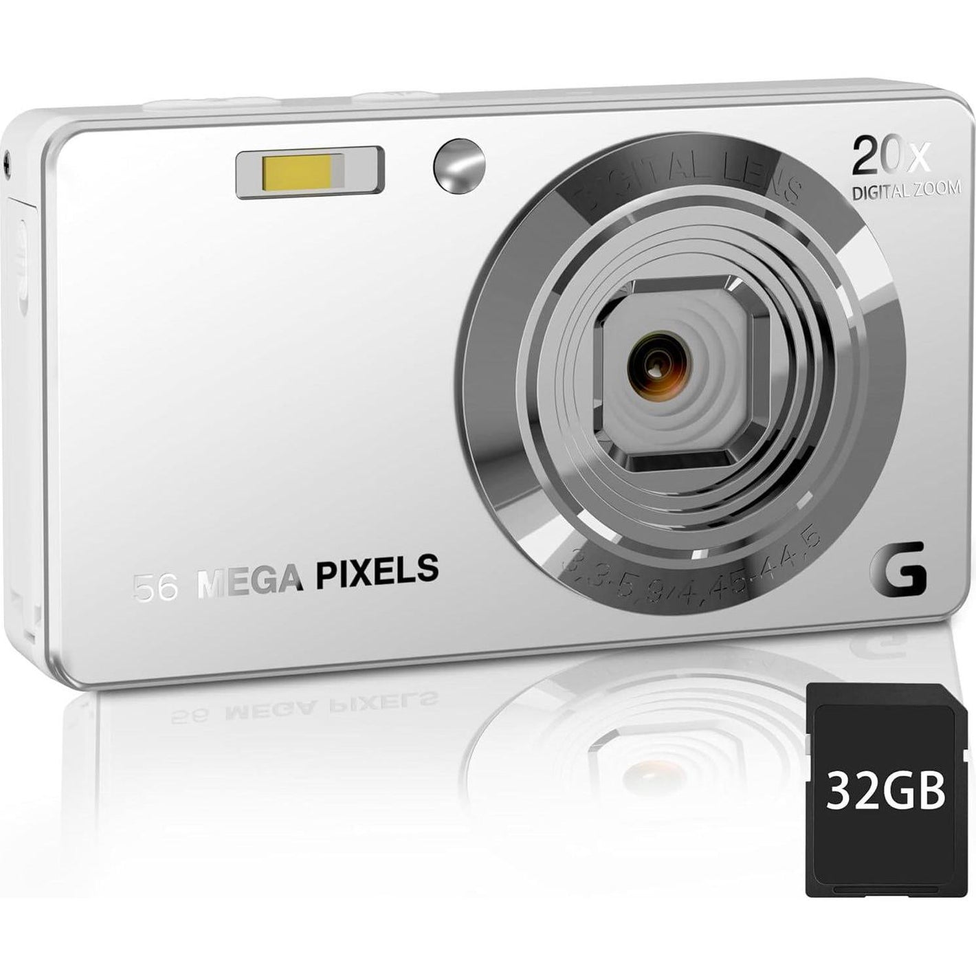 Digital Camera, 1080P Digital Point And Shoot Camera With 56Mp Autofocus 20X Zoom Anti Shake With 32GB SD Card For Kids, Adults, Teens, Beginners,