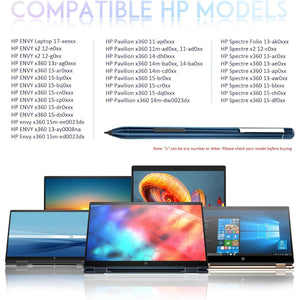 Digital Stylus Pen For HP Envy X360 Spectre X360 Pavilion X360 2-in-1 Laptops, Support Microsoft Pen Protocol MPP 1.51 With Palm Rejection, Sapphire,