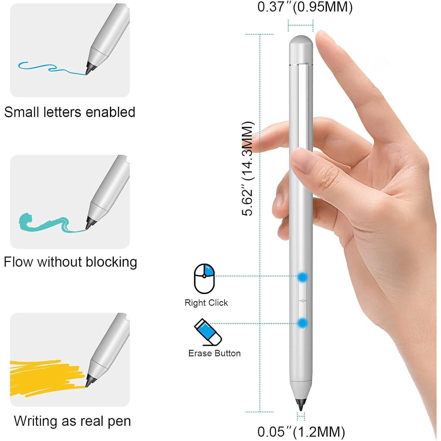 Digital Stylus Pen For HP Envy X360 Spectre X360 Pavilion X360 2-in-1 Laptops, Support Microsoft Pen Protocol MPP 1.51 With Palm Rejection, Silver,