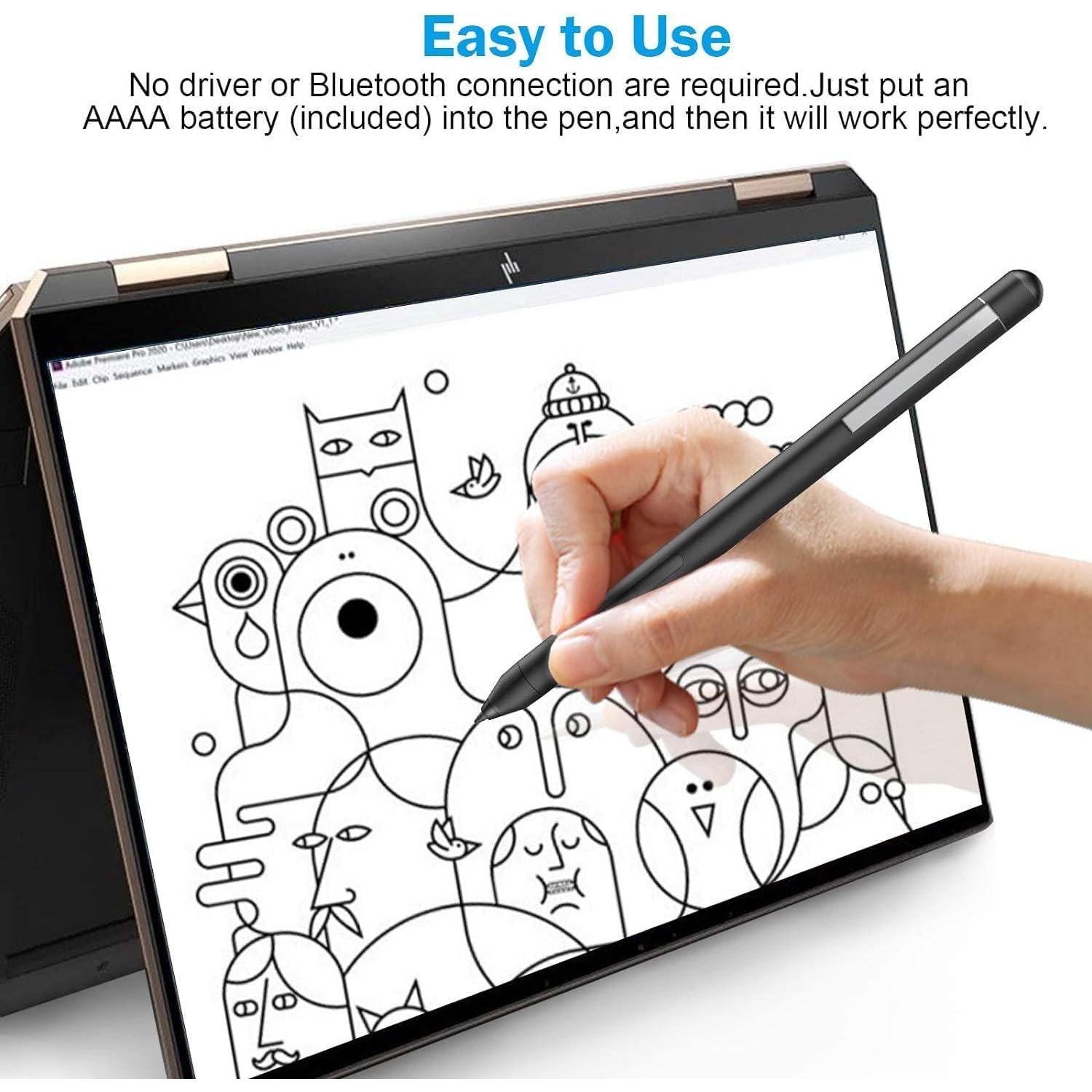 Digital Stylus Pen For HP Envy X360 Spectre X360 Pavilion X360 2-in-1 Laptops, Support Microsoft Pen Protocol MPP 1.51 With Palm Rejection, Black,