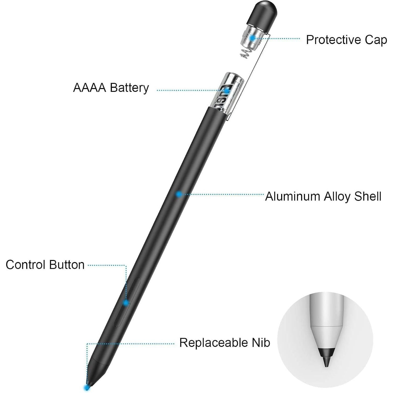 Digital Stylus Pen For HP Envy X360 Spectre X360 Pavilion X360 2-in-1 Laptops, Support Microsoft Pen Protocol MPP 1.51 With Palm Rejection, Black,