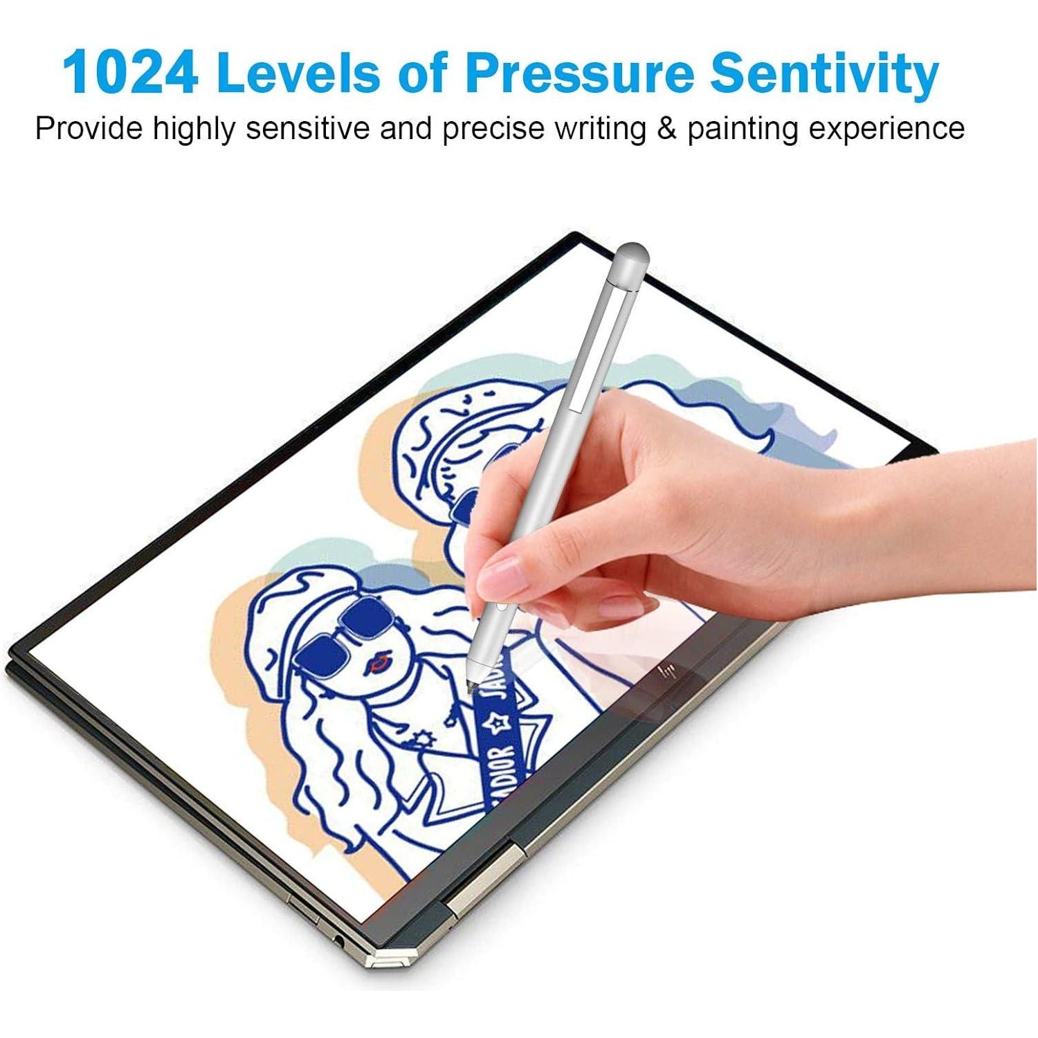 Digital Stylus Pen For HP Envy X360 Spectre X360 Pavilion X360 2-in-1 Laptops, Support Microsoft Pen Protocol MPP 1.51 With Palm Rejection, Silver,